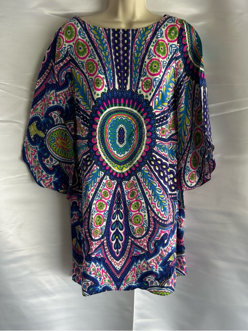 Alice & Trixie Silk Boho Medallion Lilly Print Dress Purple/Blue/Pink/Green | XS
